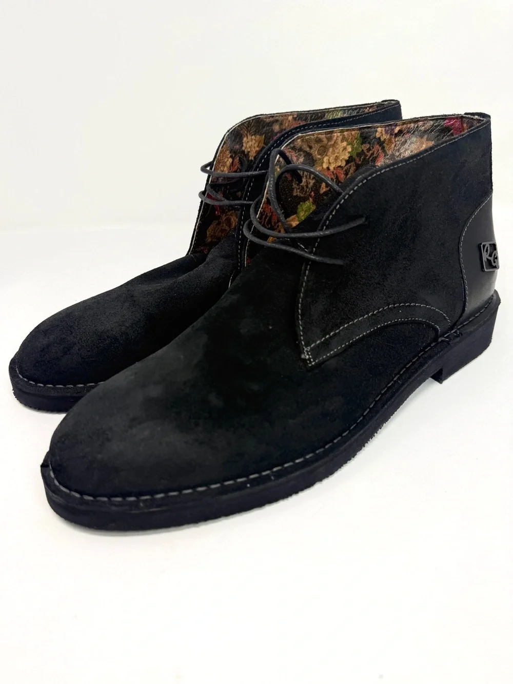 Robert Graham Black Suede Leather Chukka Lace-Up Ankle Boots Men's Size 12